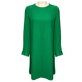 Load image into Gallery viewer, St. John Emerald Green Long Sleeved Crepe Dress with Satin Cuffs

