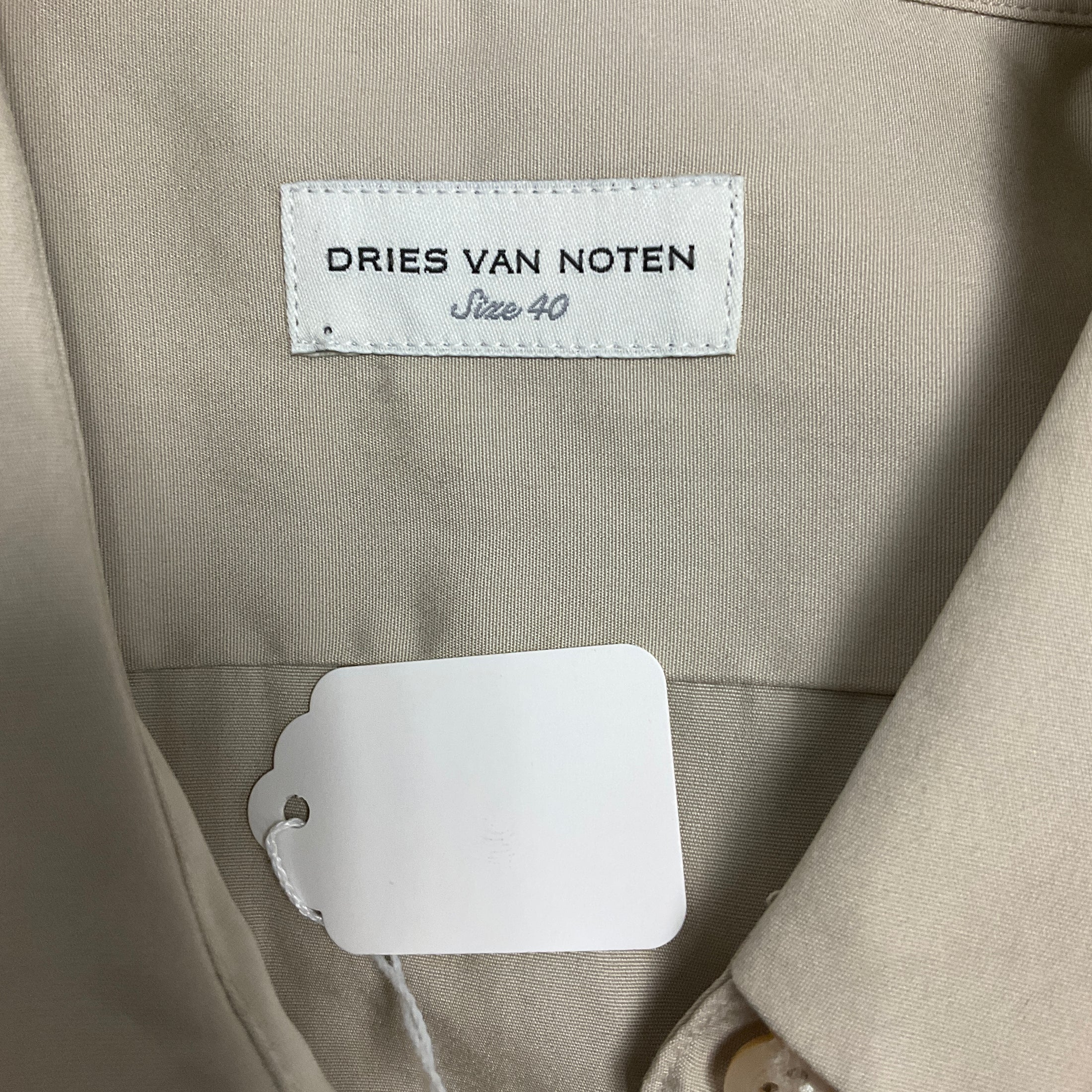 Dries van Noten Beige Long Sleeved Button Down Cotton Shirt