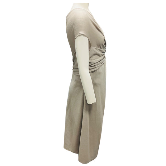 Giambattista Valli Taupe Short Sleeved Cotton and Silk Knit Dress