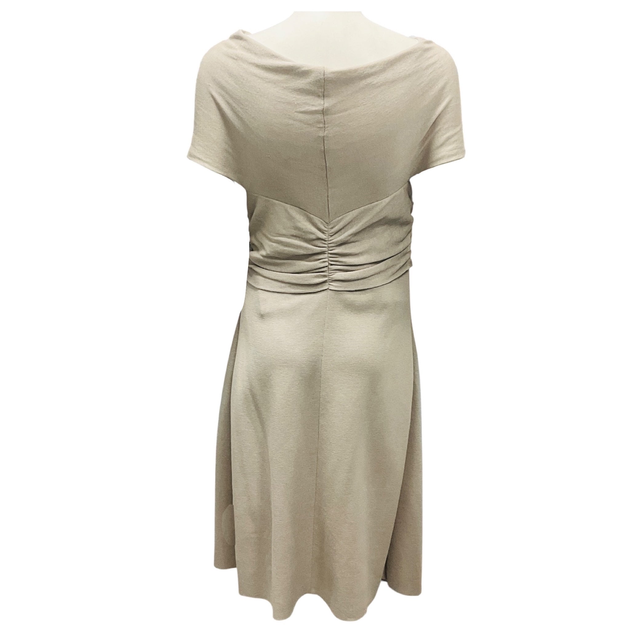 Giambattista Valli Taupe Short Sleeved Cotton and Silk Knit Dress