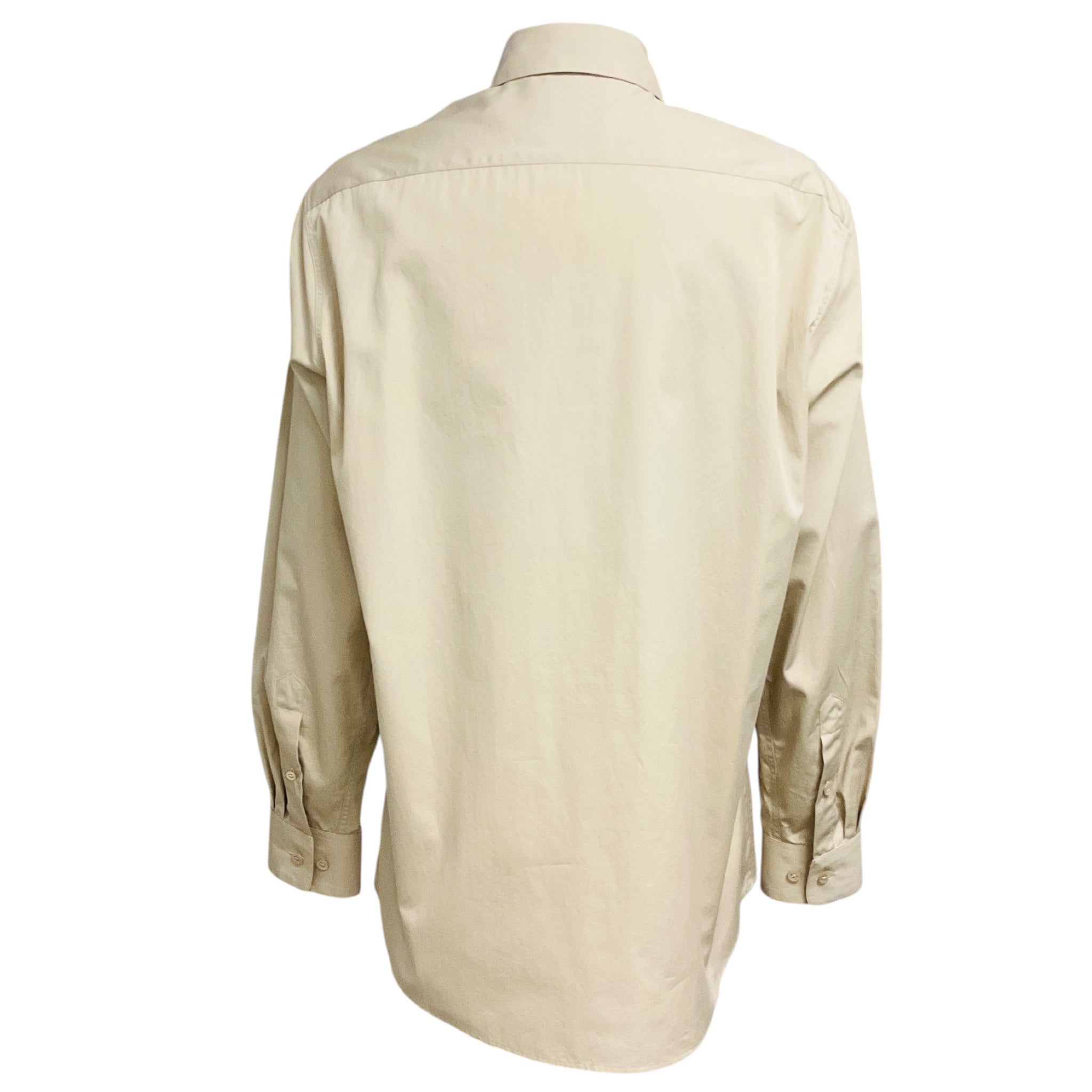 Dries van Noten Beige Long Sleeved Button Down Cotton Shirt