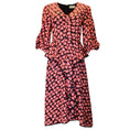 Load image into Gallery viewer, Rebecca Vallance Black / Pink / Red Heart Print Long Sleeved Crepe Midi Dress
