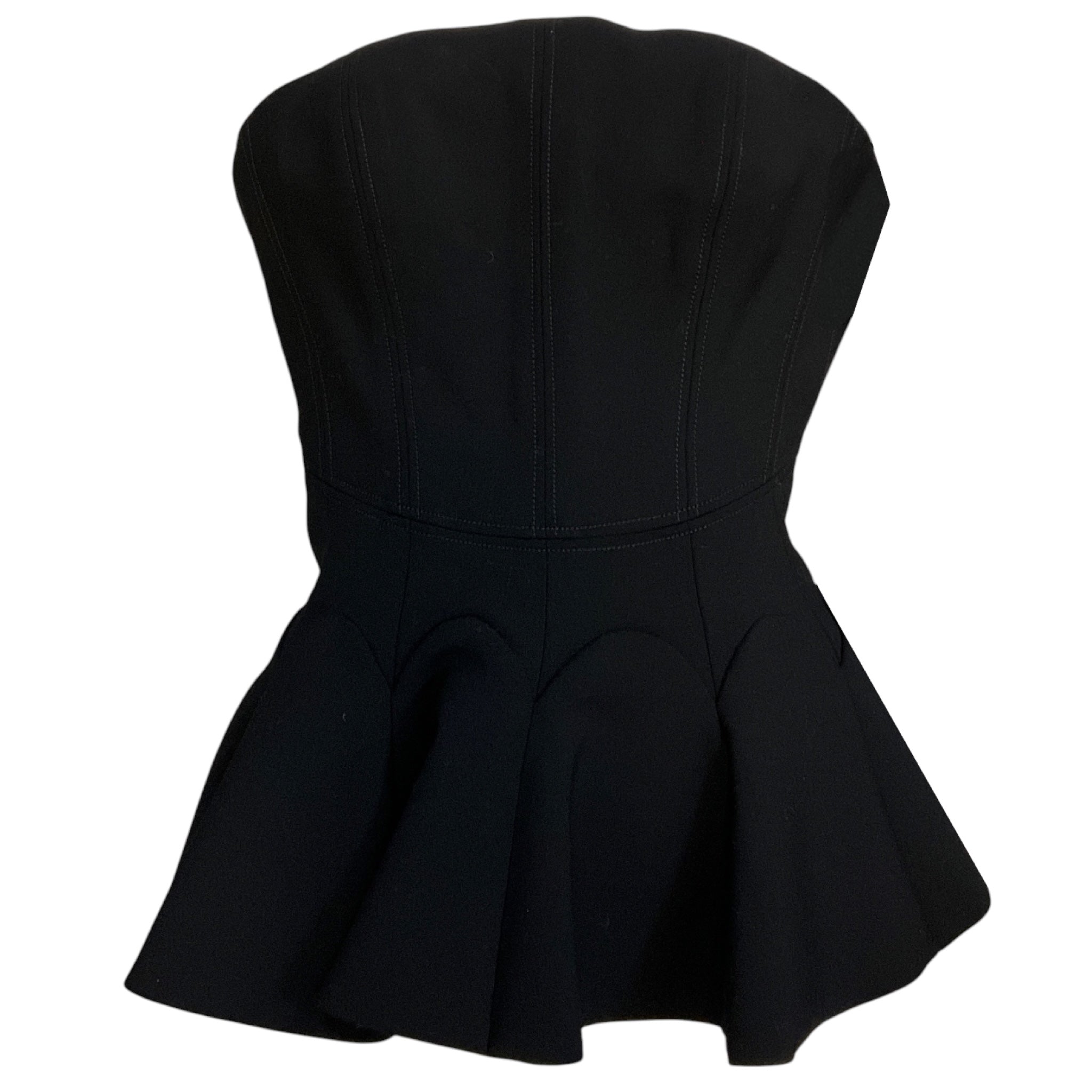 Oscar de la Renta Black Fall Strapless Wool Bustier Top