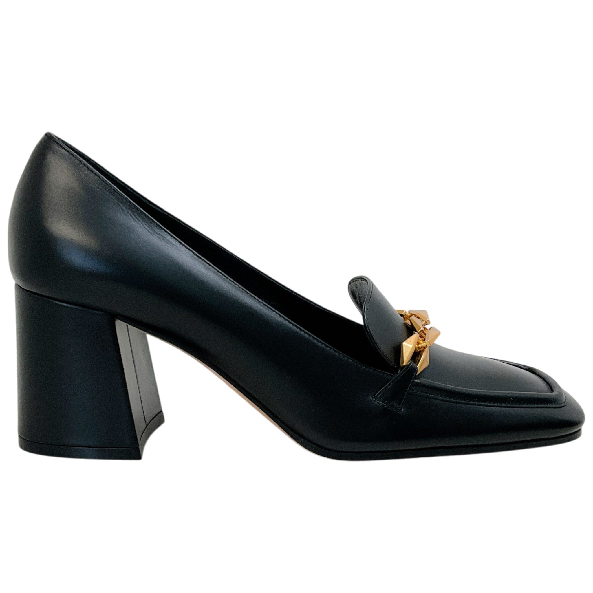 Jimmy Choo Black Leather Diamond Tilda Loafer Pumps