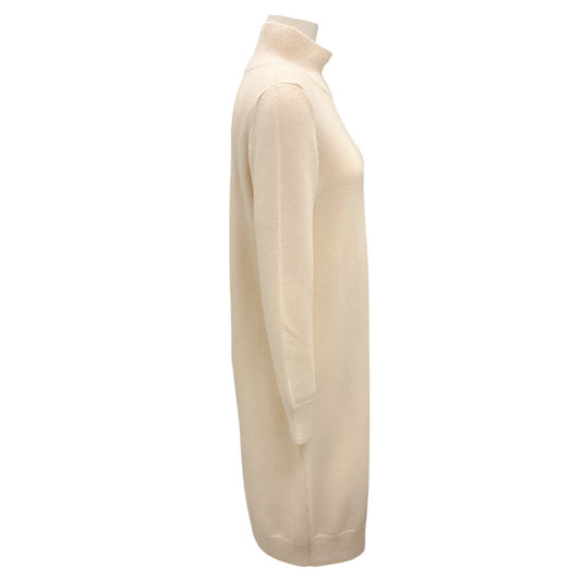 Peserico Ivory Monili Beaded Wool Knit Dress