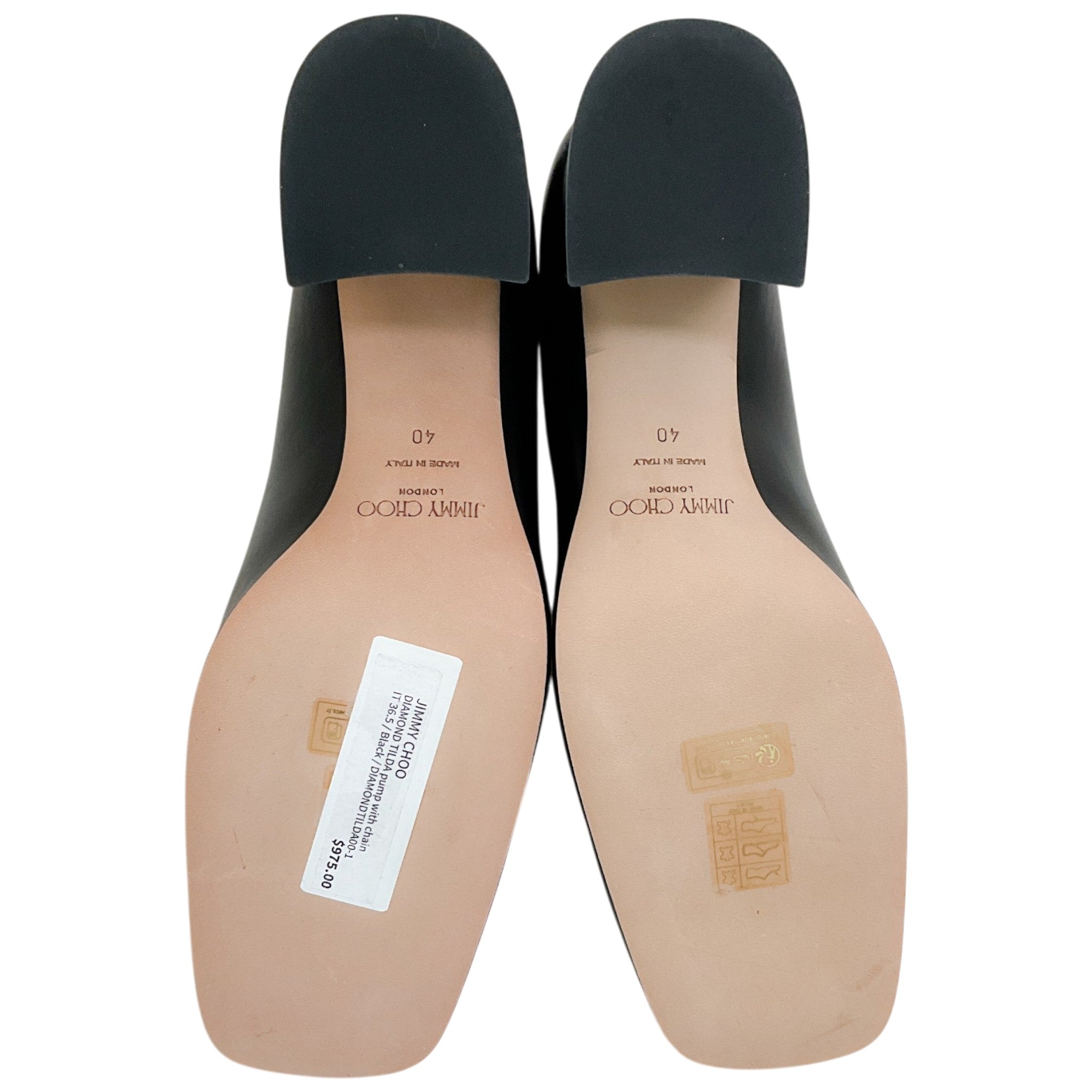 Jimmy Choo Black Leather Diamond Tilda Loafer Pumps