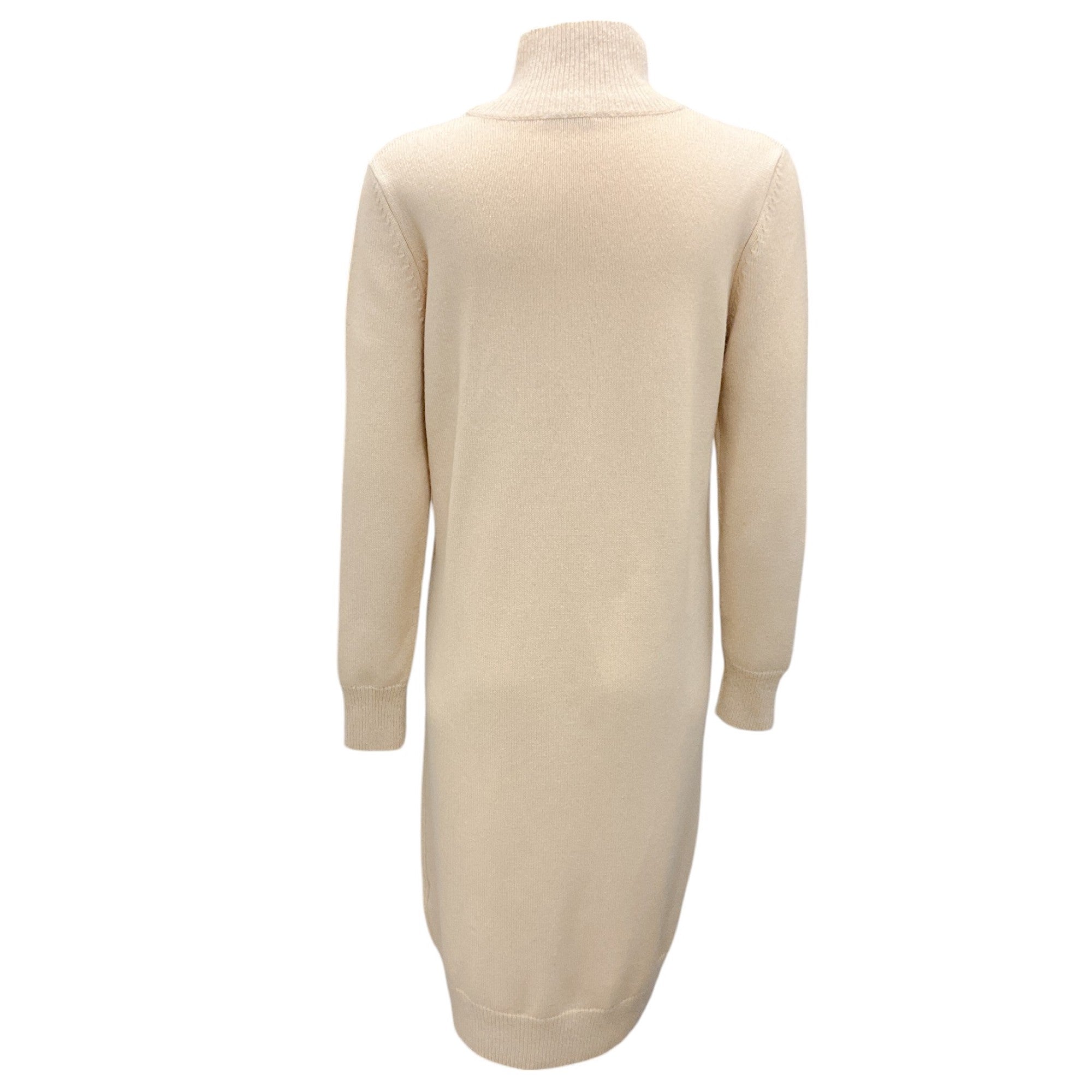 Peserico Ivory Monili Beaded Wool Knit Dress