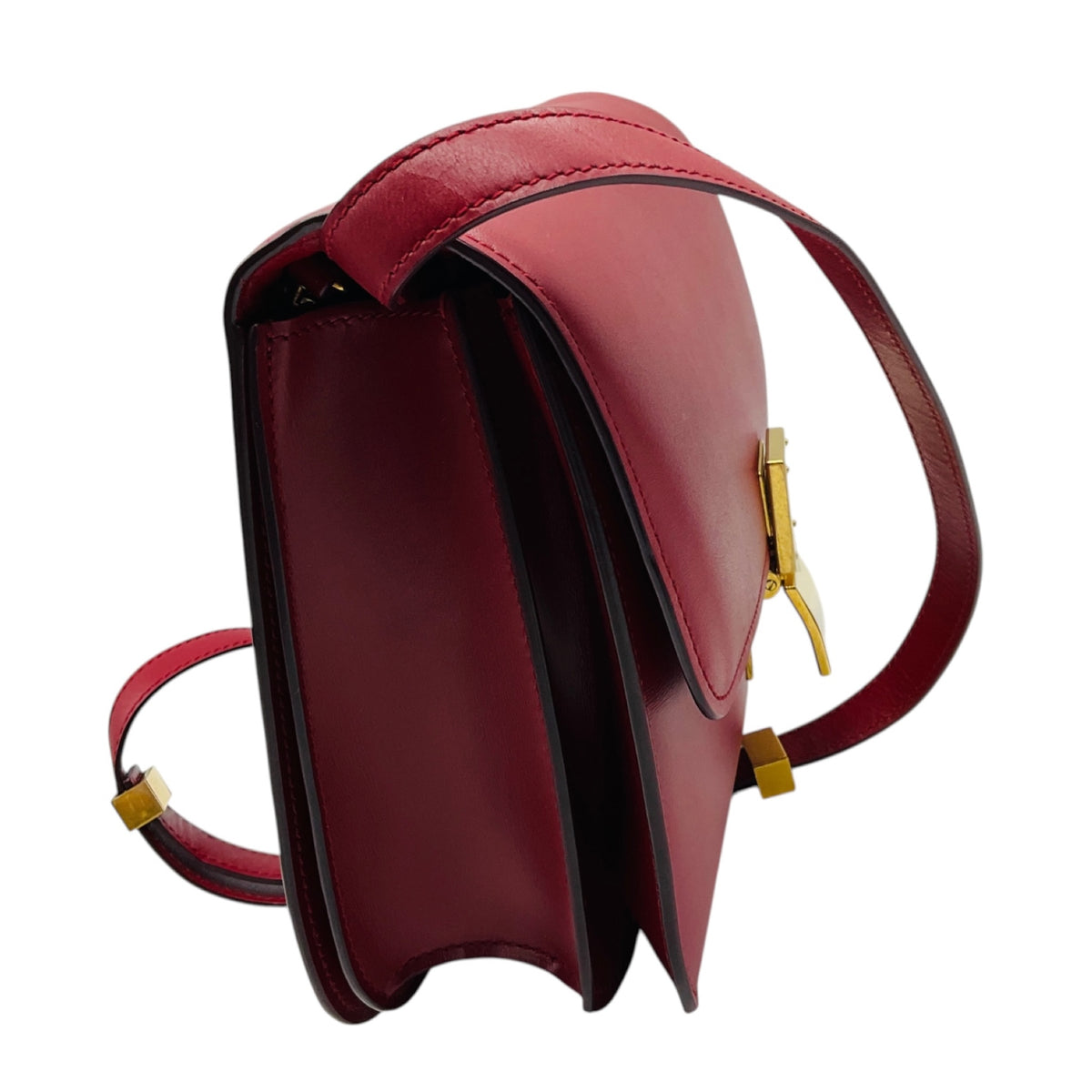 Celine Red Classic Box Calfskin Leather Shoulder Bag