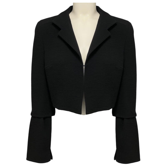 Akris Black Textured Wool Stretch Crop Octopus Jacket