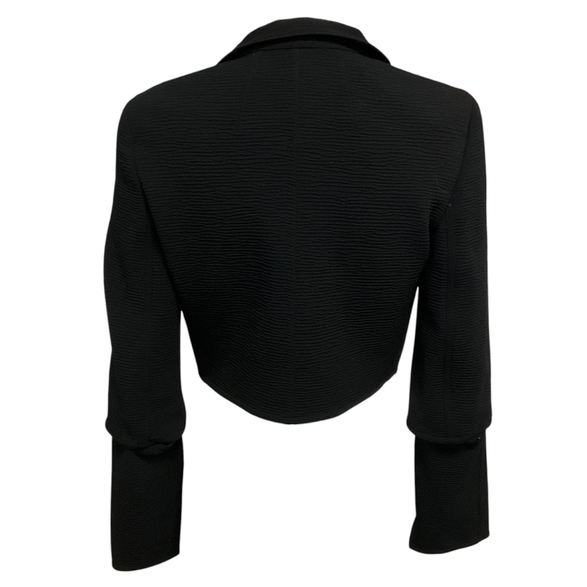 Akris Black Textured Wool Stretch Crop Octopus Jacket