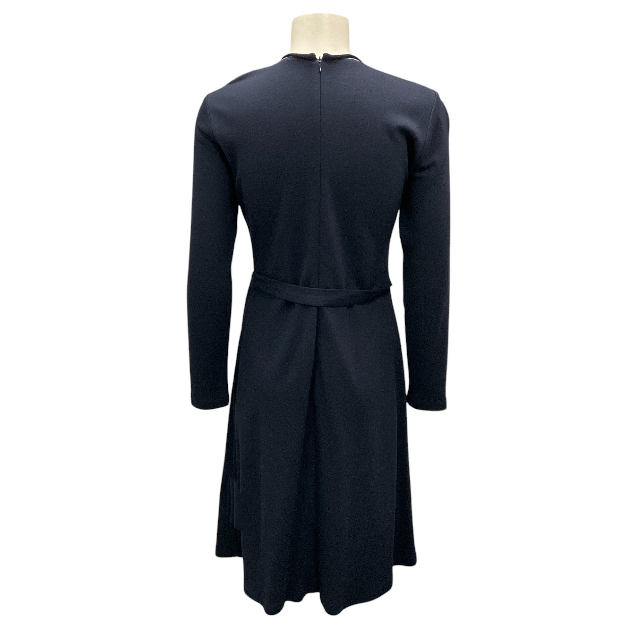 Peserico Navy Blue Monili Bead Embellished Belted Dress