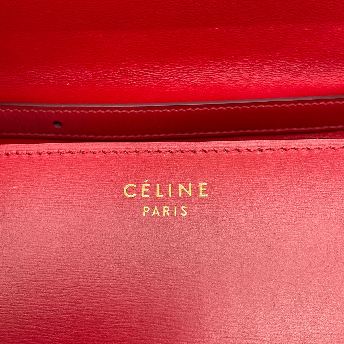 Celine Red Classic Box Calfskin Leather Shoulder Bag