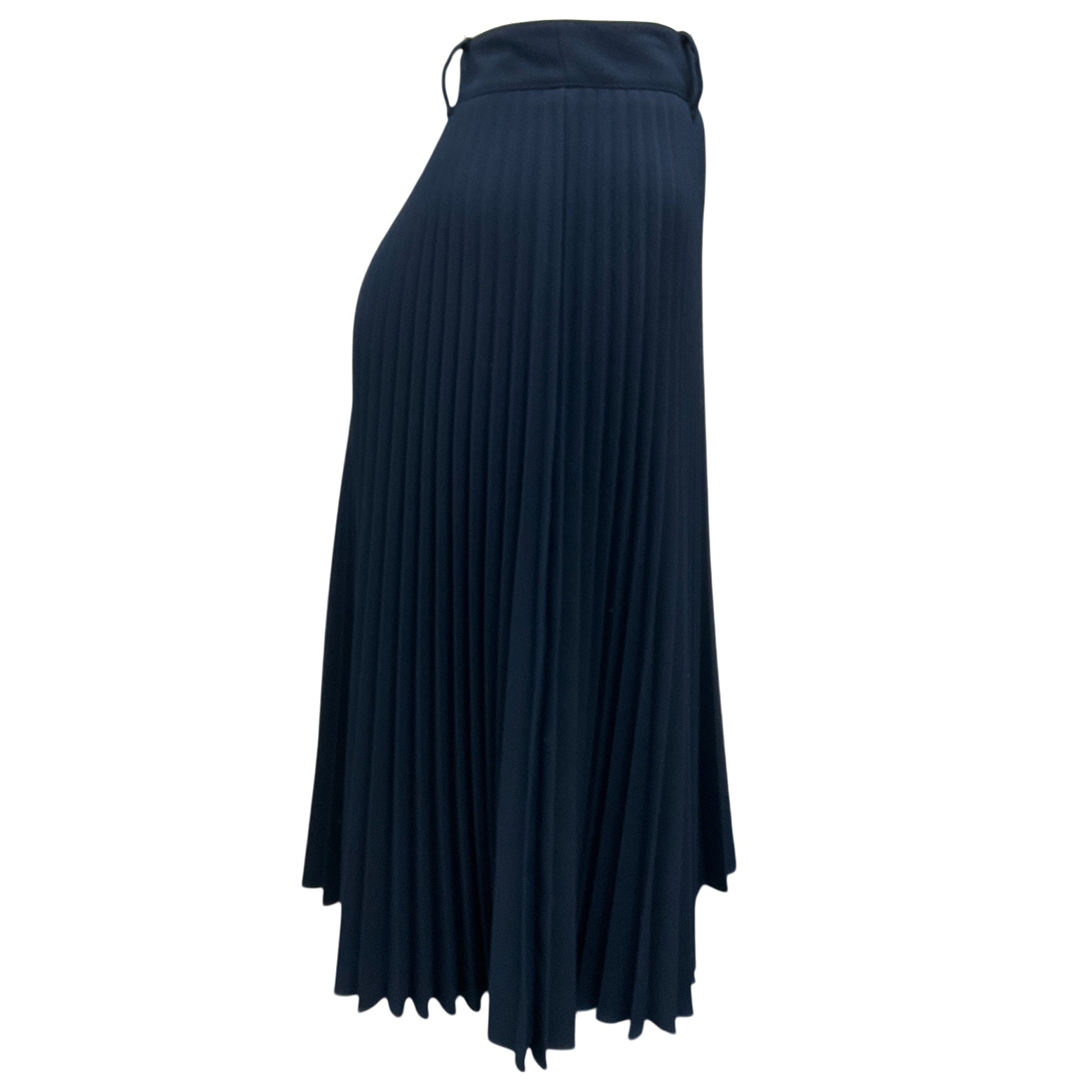 Prada Navy Blue 2017 Pleated Midi Skirt