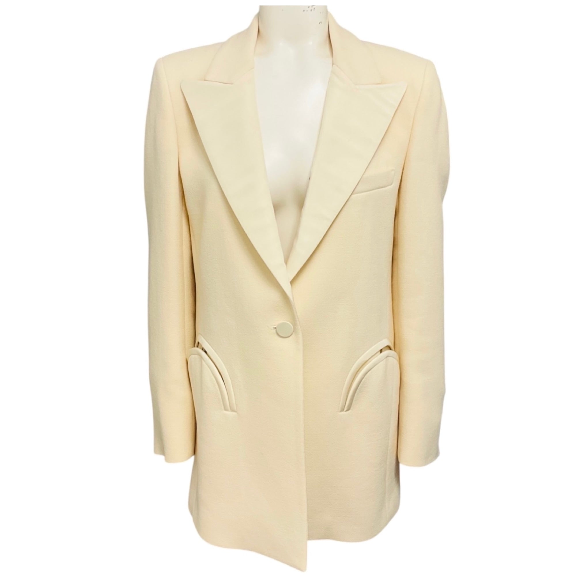 Blaze Milano Ivory One Button Wool Blazer