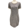 Load image into Gallery viewer, Amina Rubinacci Beige / Navy Blue Sequined Short Sleeved Wool Knit Dress
