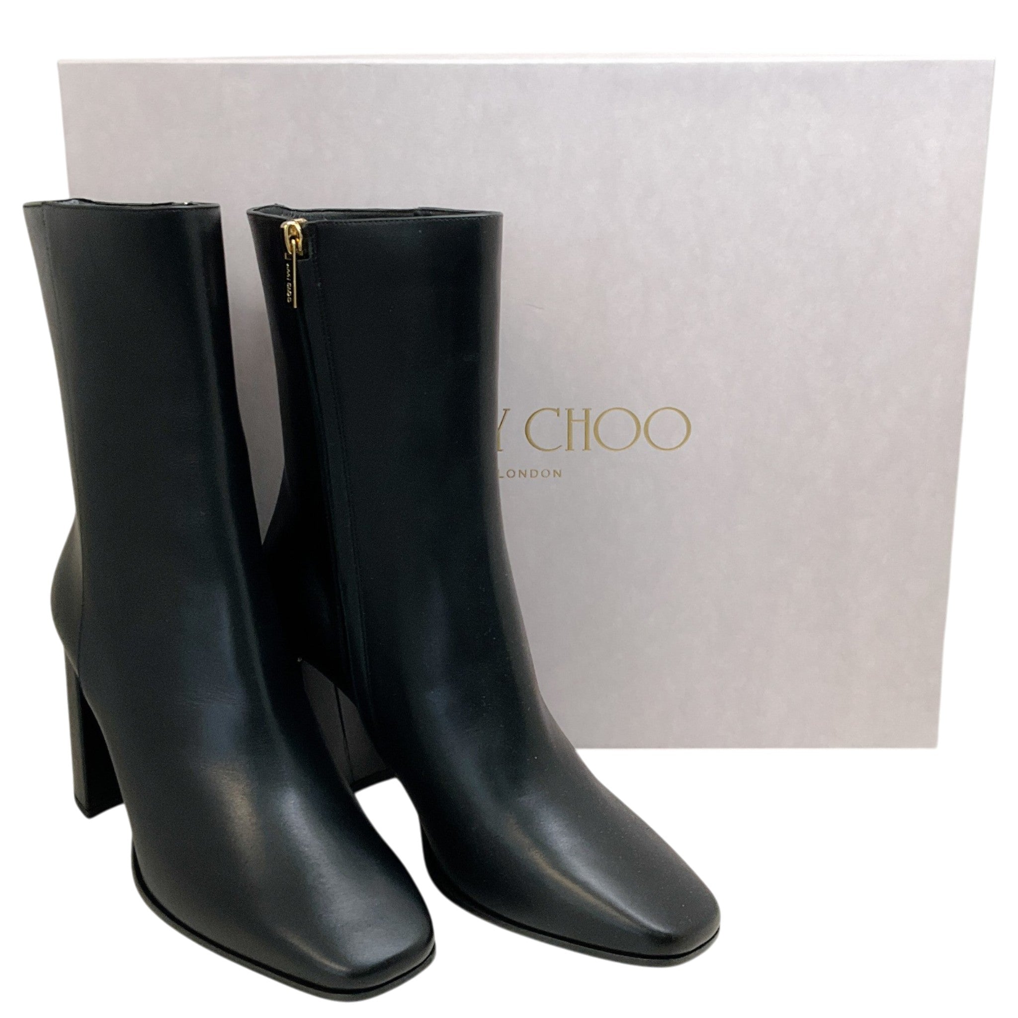 Jimmy Choo Black Leather Loren AB 85 Ankle Boots