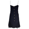 Load image into Gallery viewer, Chanel Boutique Vintage Black / Gold Button Detail Sleeveless Silk Dress
