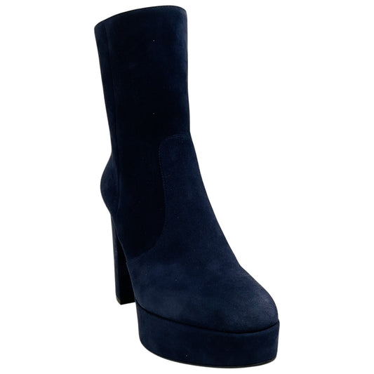 Gianvito Rossi Blue Denim Suede Portree Platform Booties
