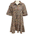 Load image into Gallery viewer, Kika Vargas Black Multi Printed Short Sleeved Cotton Stretch Dress
