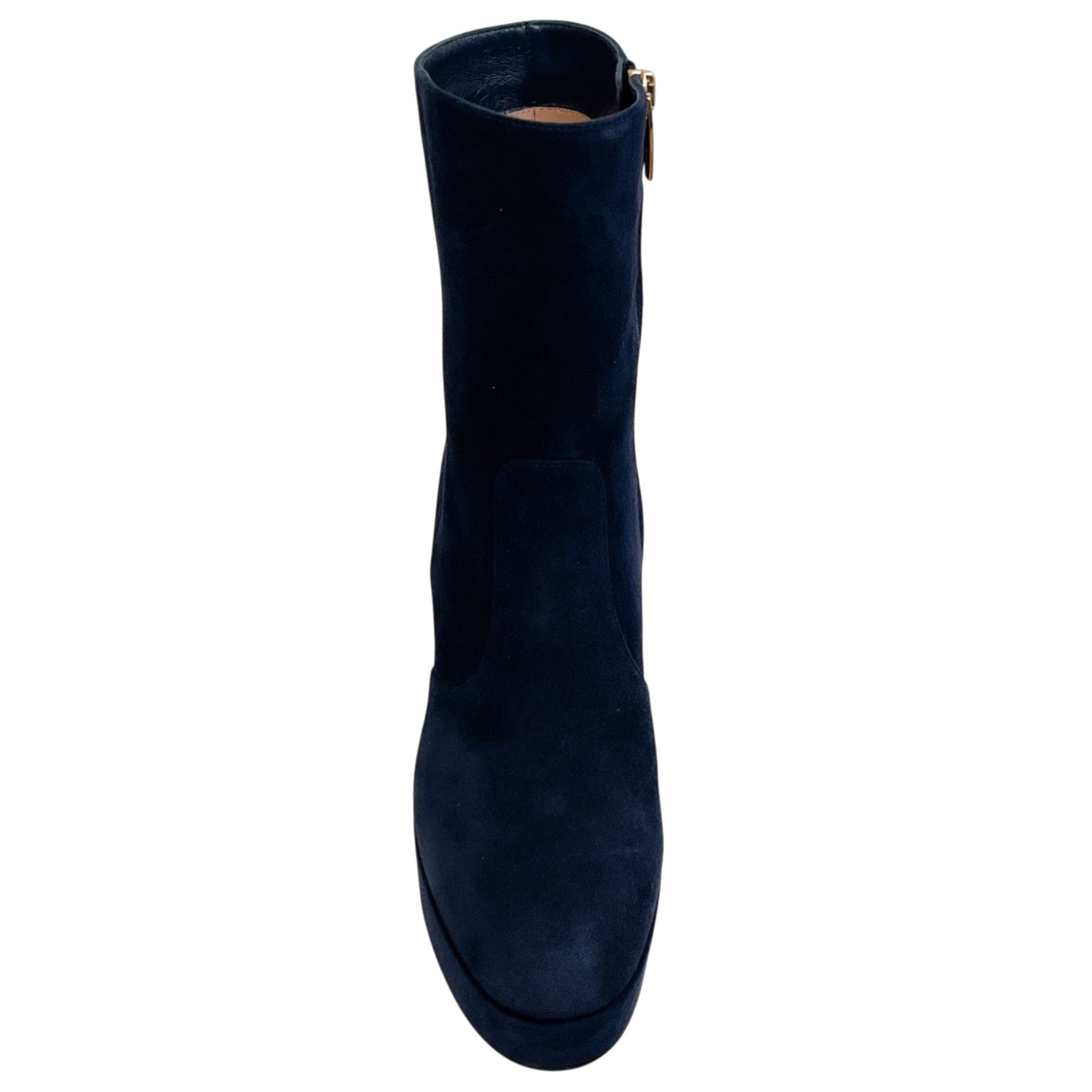 Gianvito Rossi Blue Denim Suede Portree Platform Booties