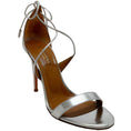 Load image into Gallery viewer, Aquazzura Silver Leather Tie Strap Sandals

