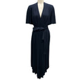 Load image into Gallery viewer, Adam Lippes Navy Blue Belted Pleated Asymmetric Stretch Jersey Midi Dress
