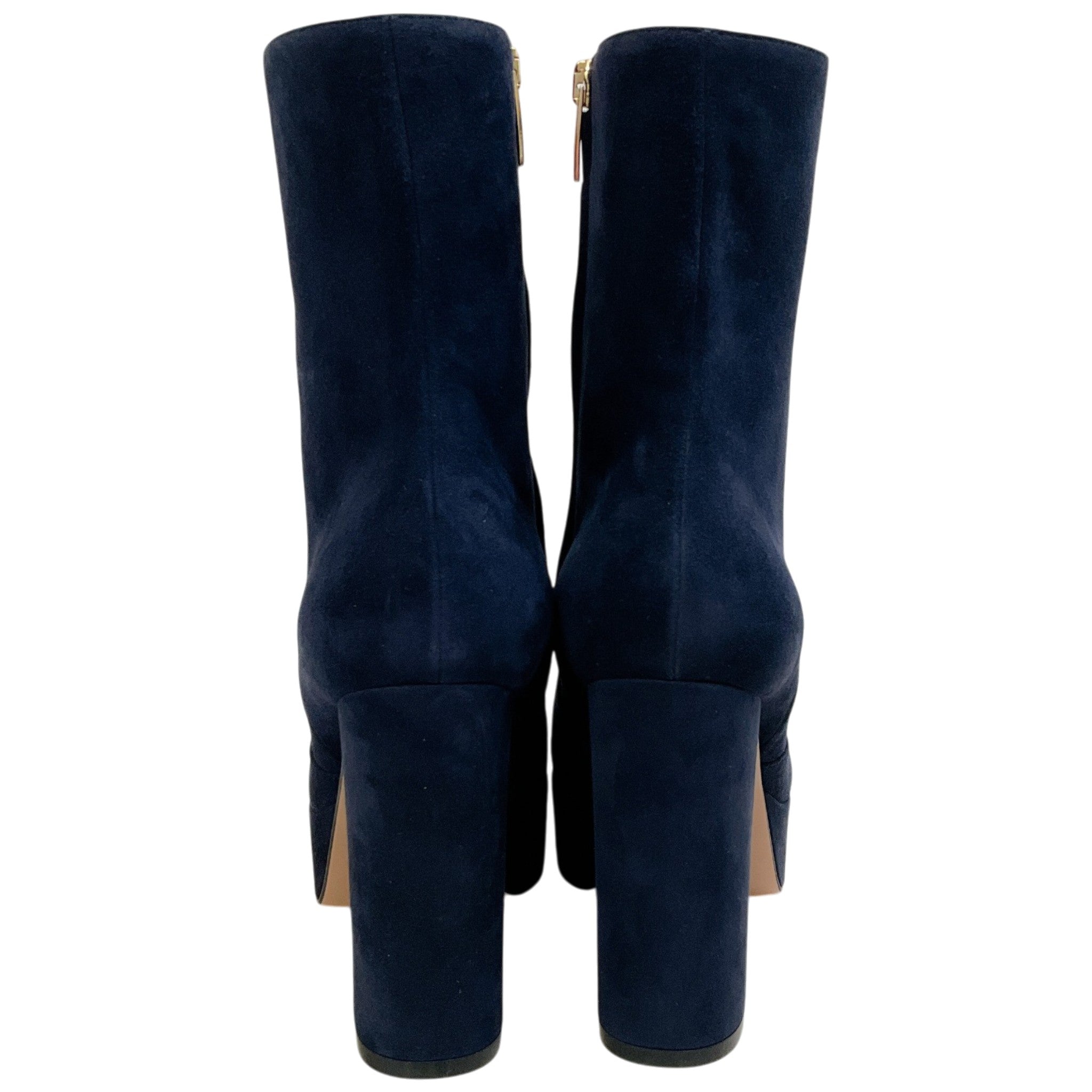 Gianvito Rossi Blue Denim Suede Portree Platform Booties