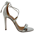 Load image into Gallery viewer, Aquazzura Silver Leather Tie Strap Sandals
