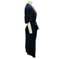 Load image into Gallery viewer, Adam Lippes Navy Blue Belted Pleated Asymmetric Stretch Jersey Midi Dress
