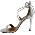 Load image into Gallery viewer, Aquazzura Silver Leather Tie Strap Sandals
