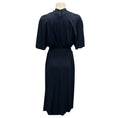 Load image into Gallery viewer, Adam Lippes Navy Blue Belted Pleated Asymmetric Stretch Jersey Midi Dress
