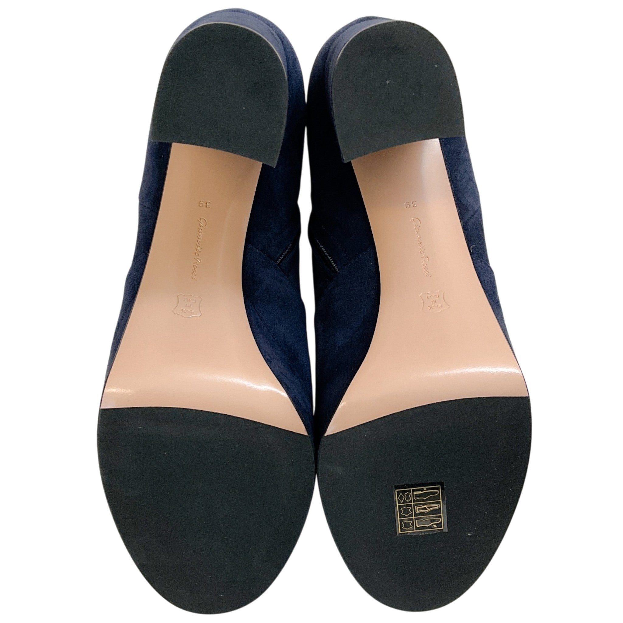 Gianvito Rossi Blue Denim Suede Portree Platform Booties