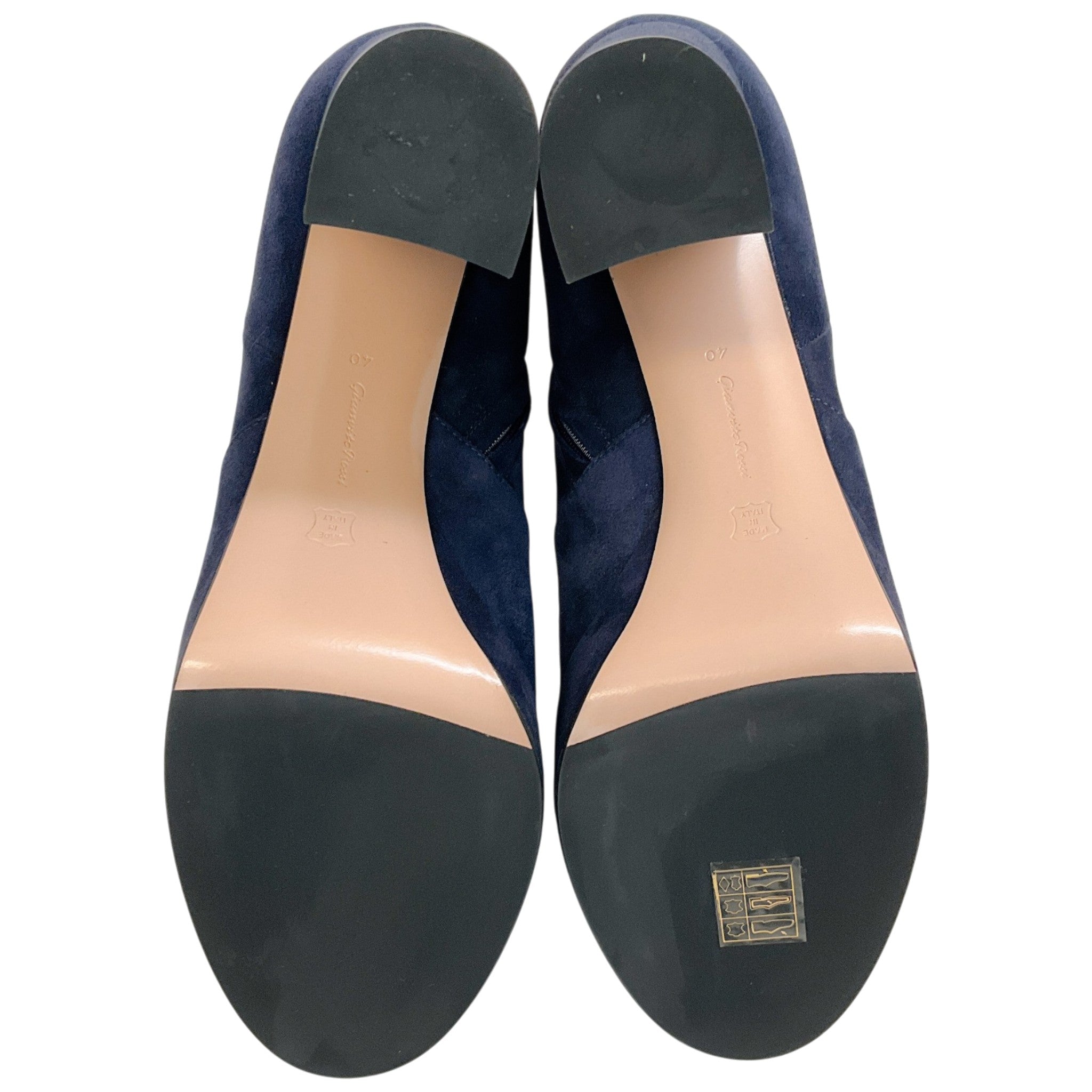 Gianvito Rossi Blue Denim Suede Portree Platform Booties