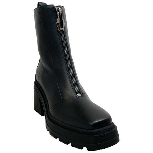 Jimmy Choo Black Smooth Leather Eugenie 80 Zip Front Booties
