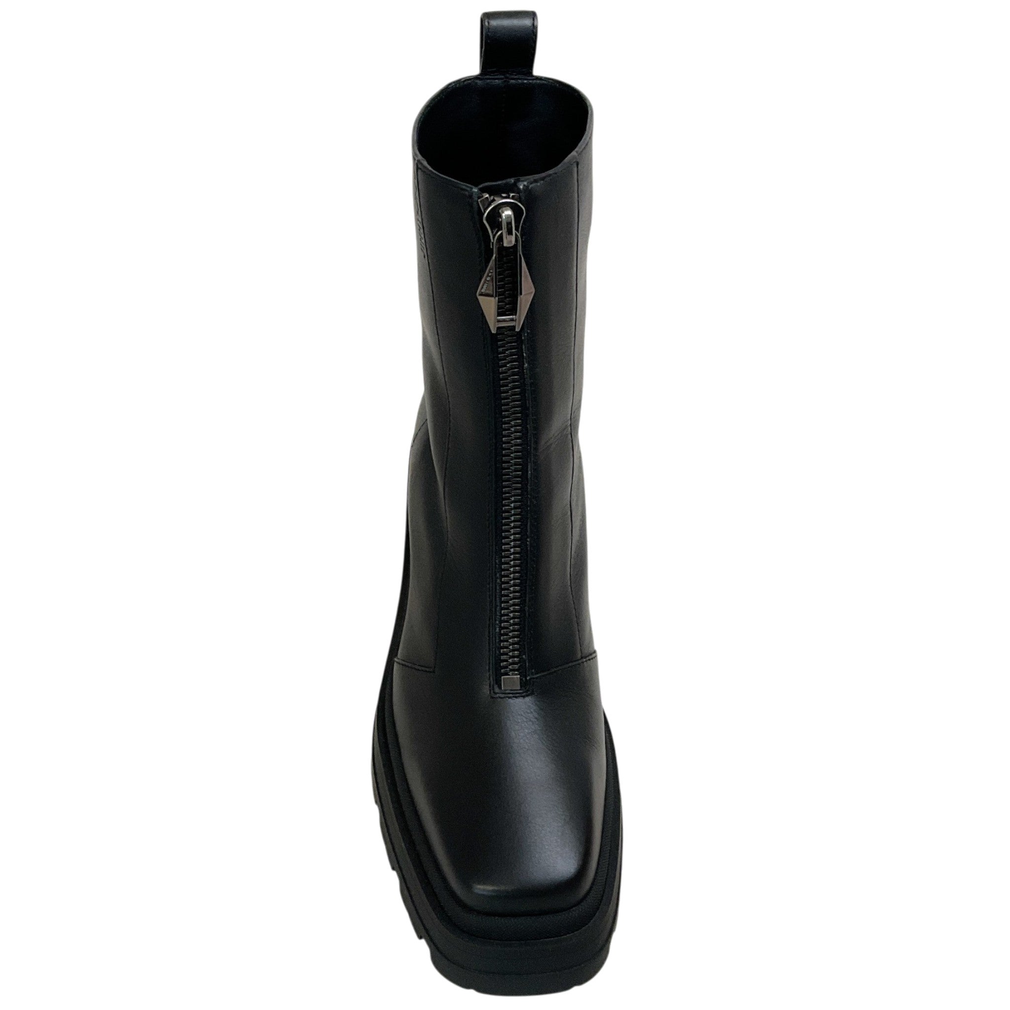 Jimmy Choo Black Smooth Leather Eugenie 80 Zip Front Booties