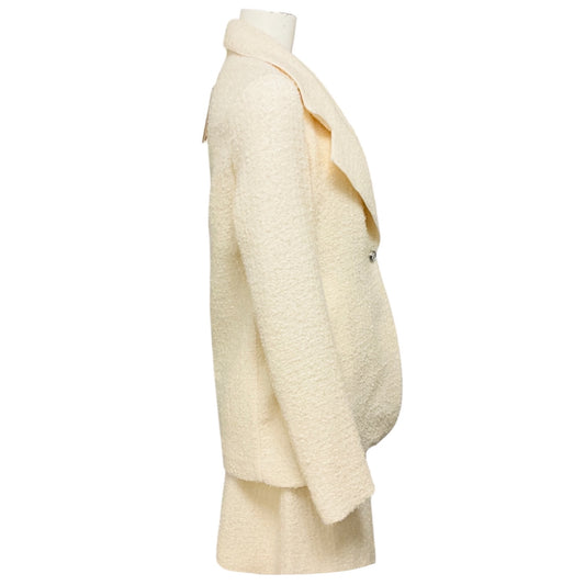 Giambattista Valli Ivory Wool Boucle Tweed Jacket and Skirt Suit Set