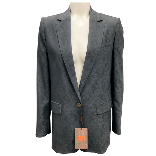 Etro Dark Grey Grey 2024 Jacquard Wool Blazer