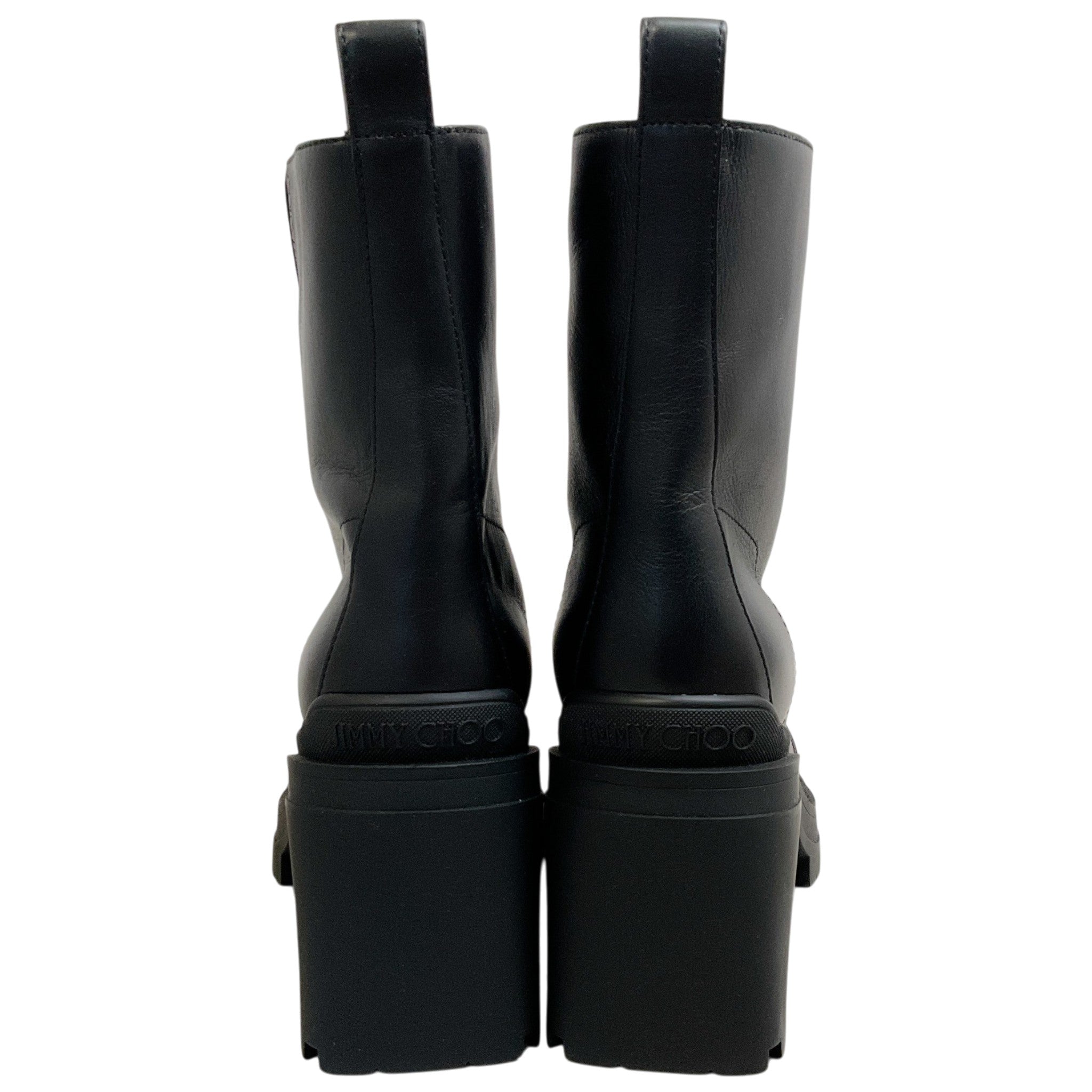 Jimmy Choo Black Smooth Leather Eugenie 80 Zip Front Booties