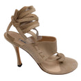 Load image into Gallery viewer, Manolo Blahnik Beige Suede Leather Ankle Wrap Sandals
