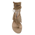 Load image into Gallery viewer, Manolo Blahnik Beige Suede Leather Ankle Wrap Sandals
