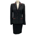 Load image into Gallery viewer, Escada Black / Burgundy Leather Trimmed Tweed Jacket and Skirt Two-Piece Set
