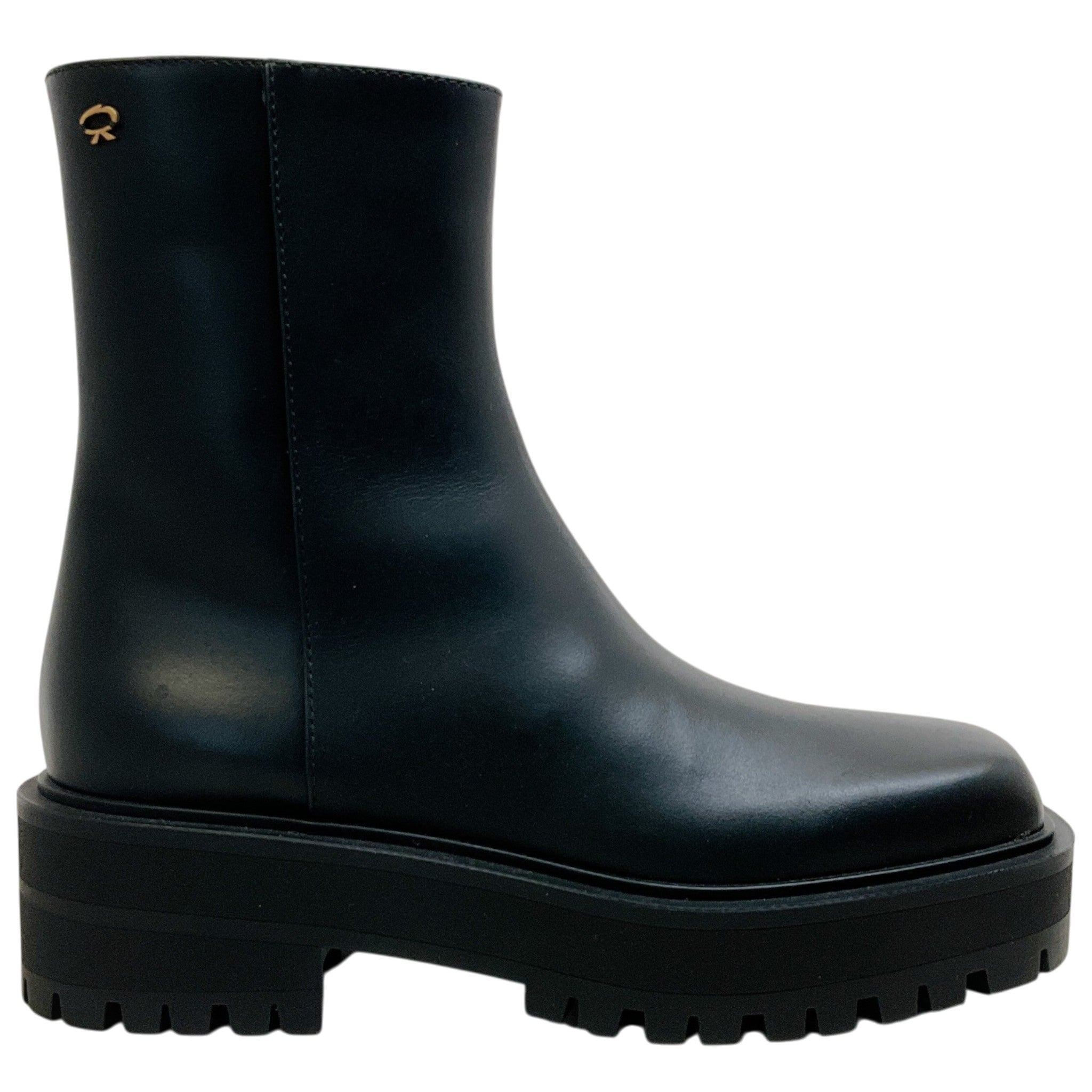 Gianvito Rossi Black Leather Warner Square Toe Booties
