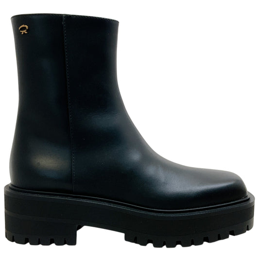 Gianvito Rossi Black Leather Warner Square Toe Booties