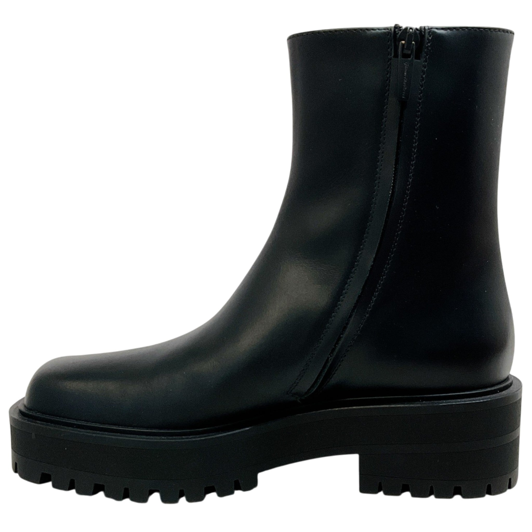 Gianvito Rossi Black Leather Warner Square Toe Booties