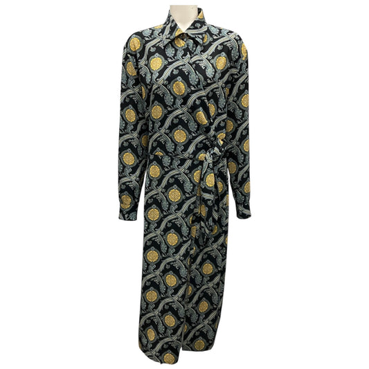 Etro Black Multi 2024 Printed Wrap Midi Dress
