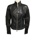 Load image into Gallery viewer, Dsquared2 Black Zip Front Leather Jacket with Fabric Trim
