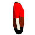 Load image into Gallery viewer, Plan C Red / Brown / Black Colorblock Cotton Knit Sweater
