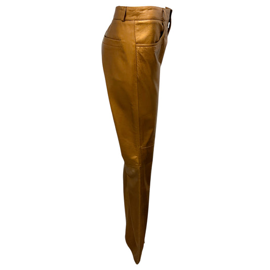 Barbara Bui Copper Metallic Lambskin Leather Pants
