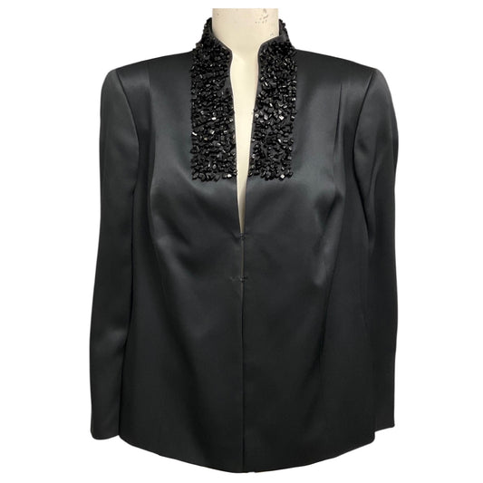 Akris Black Stone Embellished Silk Evening Jacket
