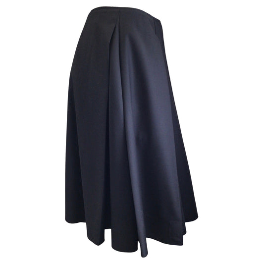 Alexandre Blanc Black / Ivory Pleated Wool Skirt
